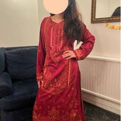 Maria B inspired viscose embroidered kameez , palazzo and silk fully laced dupatta eid collection Traditional