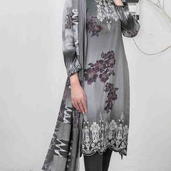 Tawakkal Imza Women's Embroidered Linen 3-Piece Kameez, Trousers, and Shawl Set - Womenswear, Bottom, Comfort, Pants