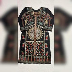 Maria B inspired viscose embroidered kameez , palazzo and silk fully laced dupatta pakistani clothes eid collection- Womenswear Traditional Long Sleeve Dress