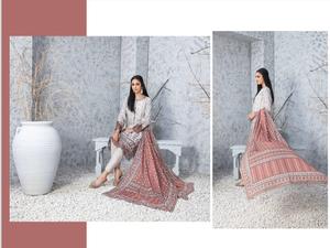 3 PC TAWAKKAL CLOITE EMBROIDERED KAMEEZ, COTTON TROSER AND DUPATTA