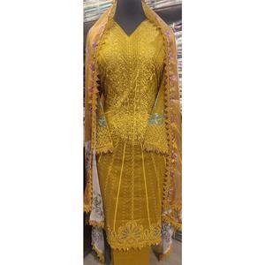 CRIMSON INSPIRED LAWN EMBROIDERED KAMEEZ WITH TROUSER AND SILK DUPATTA Womenswear Comfort pakistani clothes - Eid collection  Traditional Dress Suit Long Sleeve