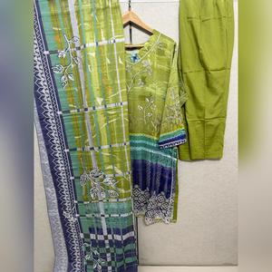 TAWAKKAL IMZA 3 PC LINEN TROUSER KAMEEZ AND SHAWL