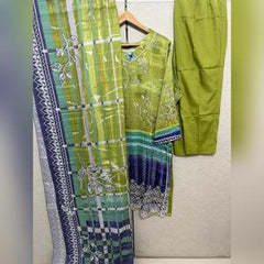 TAWAKKAL IMZA 3 PC LINEN TROUSER KAMEEZ AND SHAWL