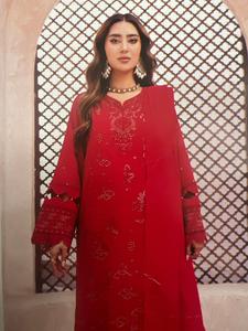 JOHRA EVARA EMBROIDERED LAWN KAMEEZ AND TROUSER WITH BANARASI JAQUARD DUPATTA traditional dress